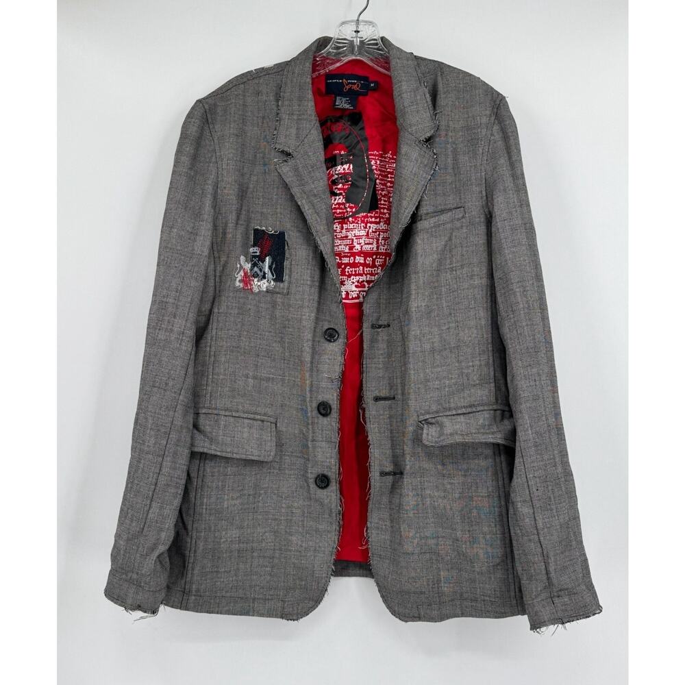 Triple Five Soul Mens Gray Glen Plaid Wool Blend Sweater Vest Blazer Jacket Sz M